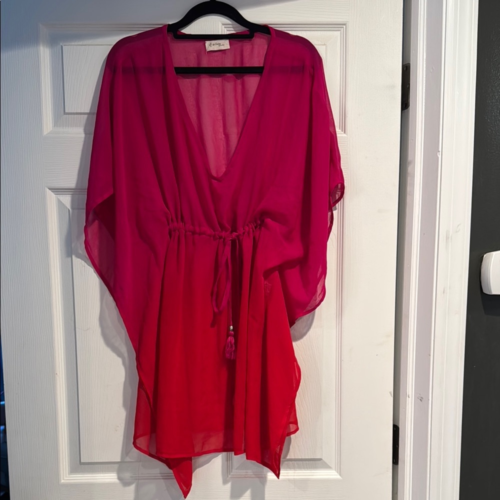 🛍️Sheer Pink and Red Kaftan